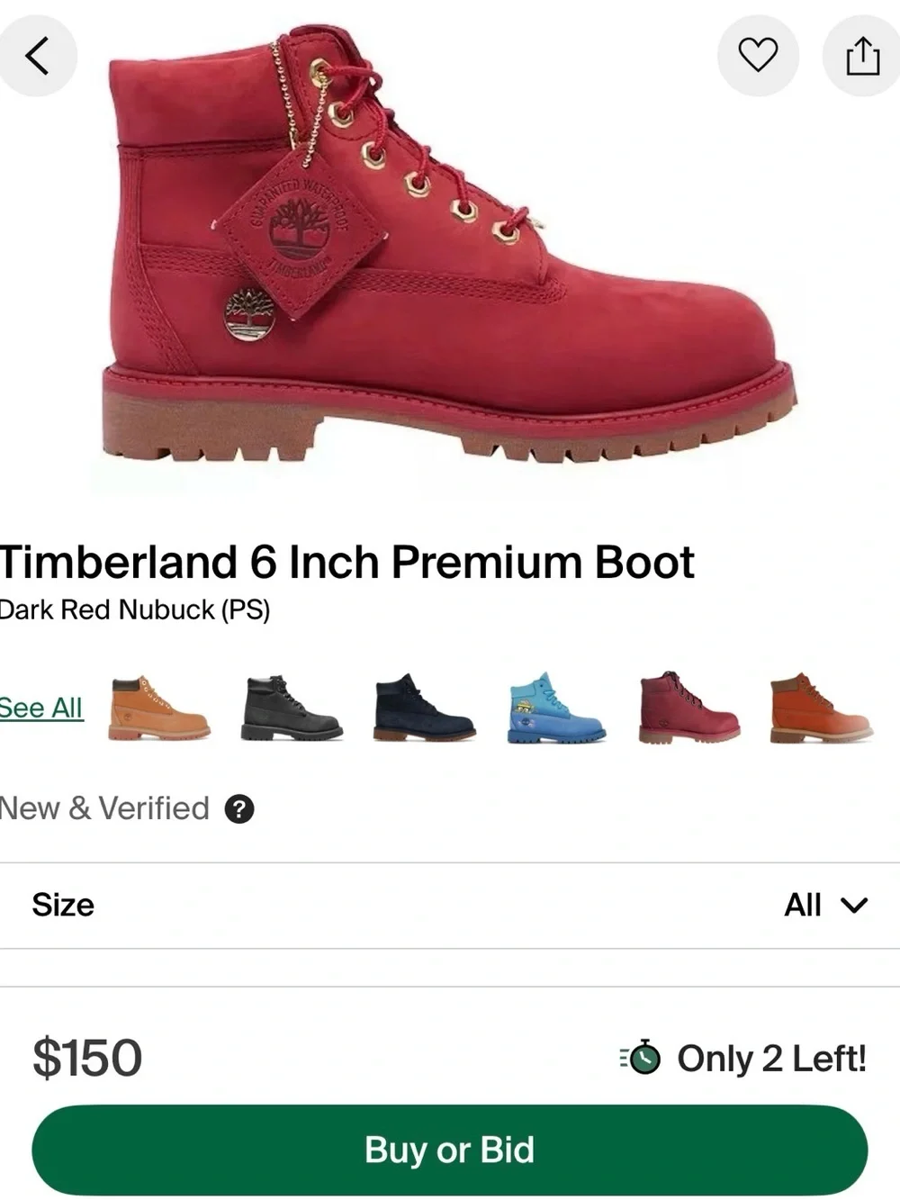 Timberland Men's 6-Inch Boot in Red with Gold Hardware